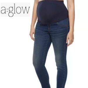 Maternity a:glow Dark Wash Full Panel Crop Jegging